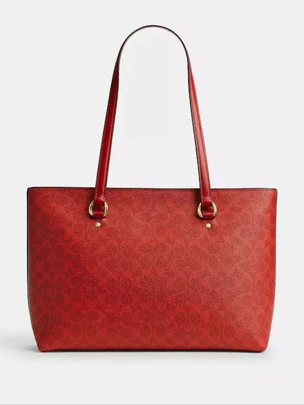 COACH Red Signature Leather Tote Bag